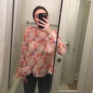 Pink Floral High Neck Blouse